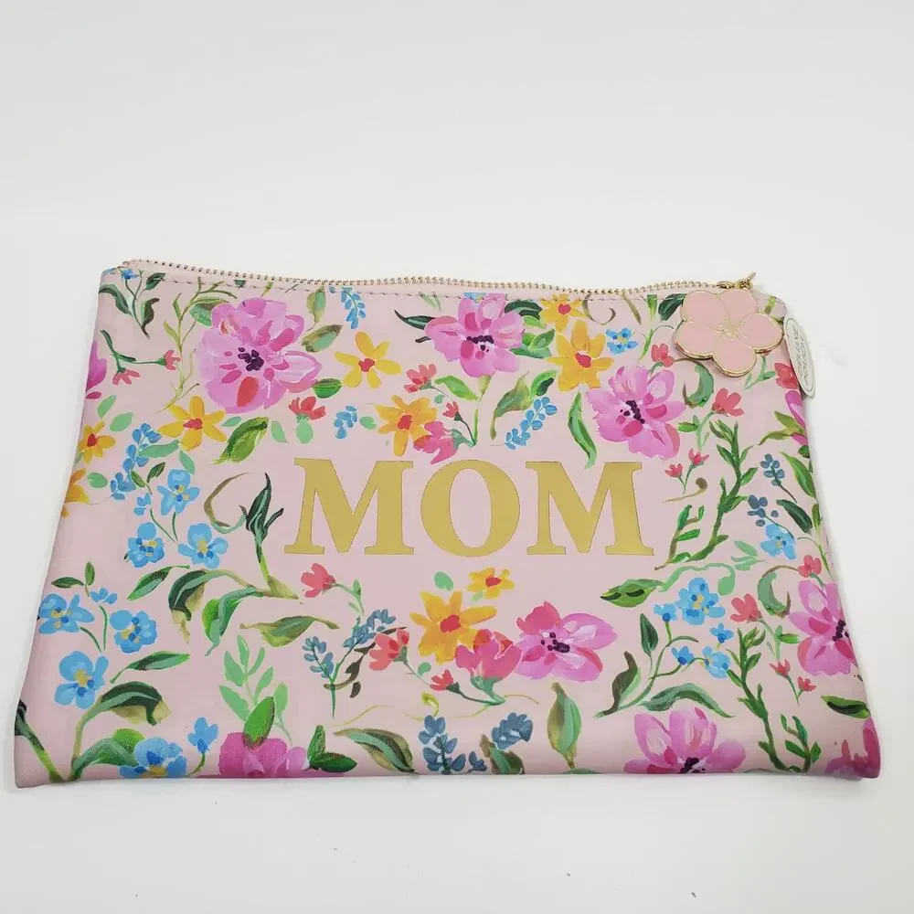 Corrine Haig Designs MOM Floral Makeup Bag Pouch Vinyl Zippered